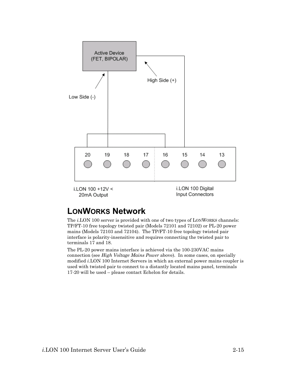 Lonworks network, Orks, Network -15 | Network | Echelon i.LON 100 e2 Internet Server User Manual | Page 29 / 96