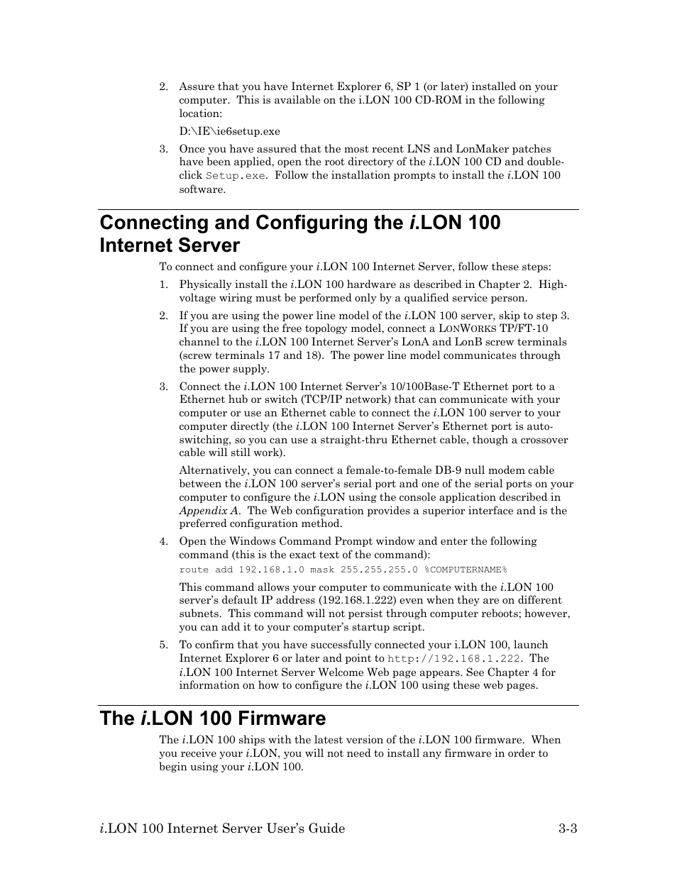 The i.lon 100 firmware, The i .lon 100 firmware -3, The i .lon 100 firmware | Echelon i.LON 100 e2 Internet Server User Manual | Page 37 / 96