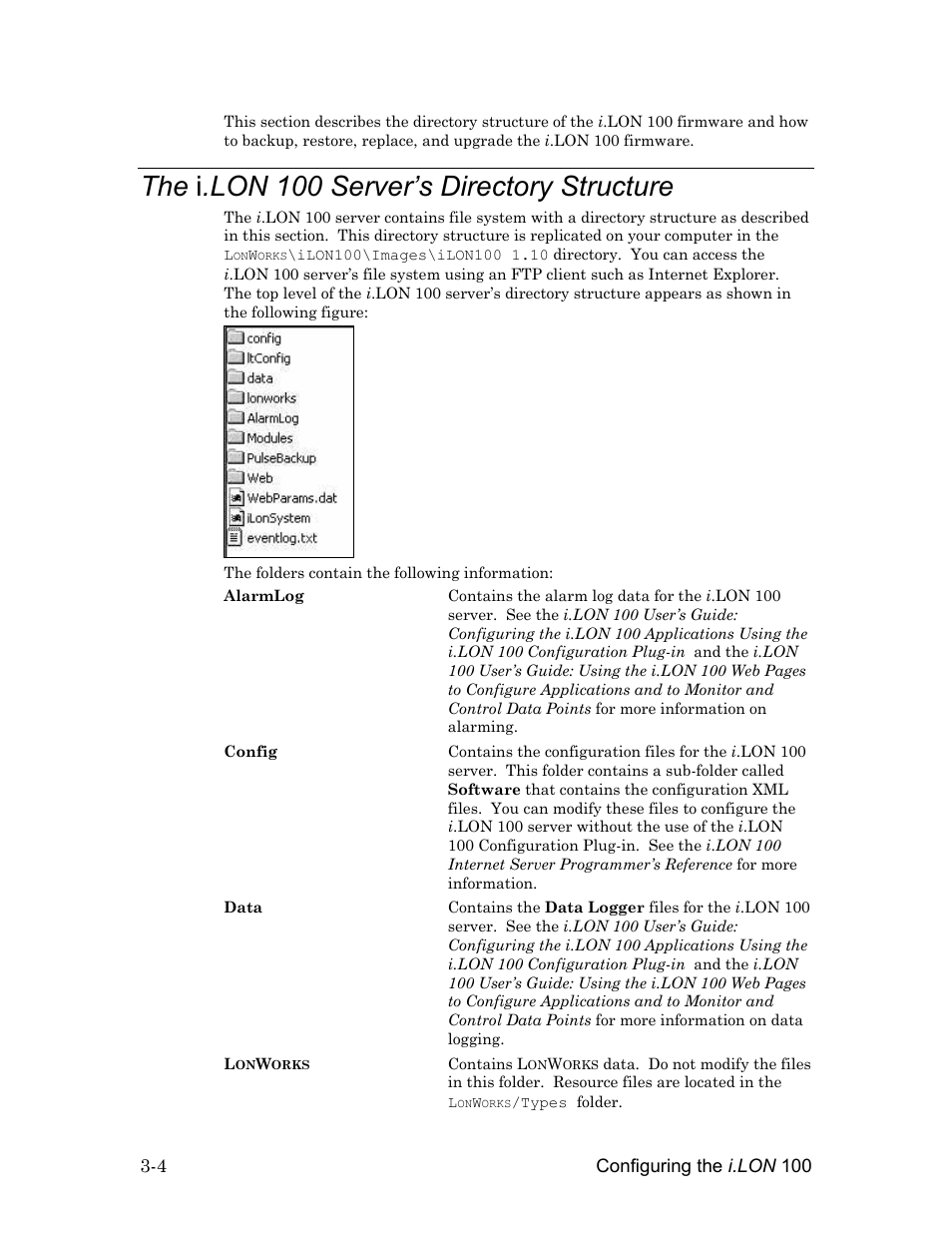 The i.lon 100 server’s directory structure, The i.lon 100 server’s directory structure -4, The i .lon 100 server’s directory structure | Echelon i.LON 100 e2 Internet Server User Manual | Page 38 / 96