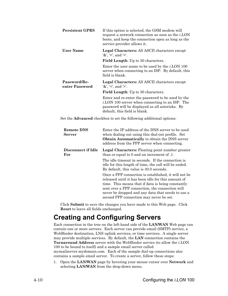 Creating and configuring servers, Creating and configuring servers -10 | Echelon i.LON 100 e2 Internet Server User Manual | Page 52 / 96