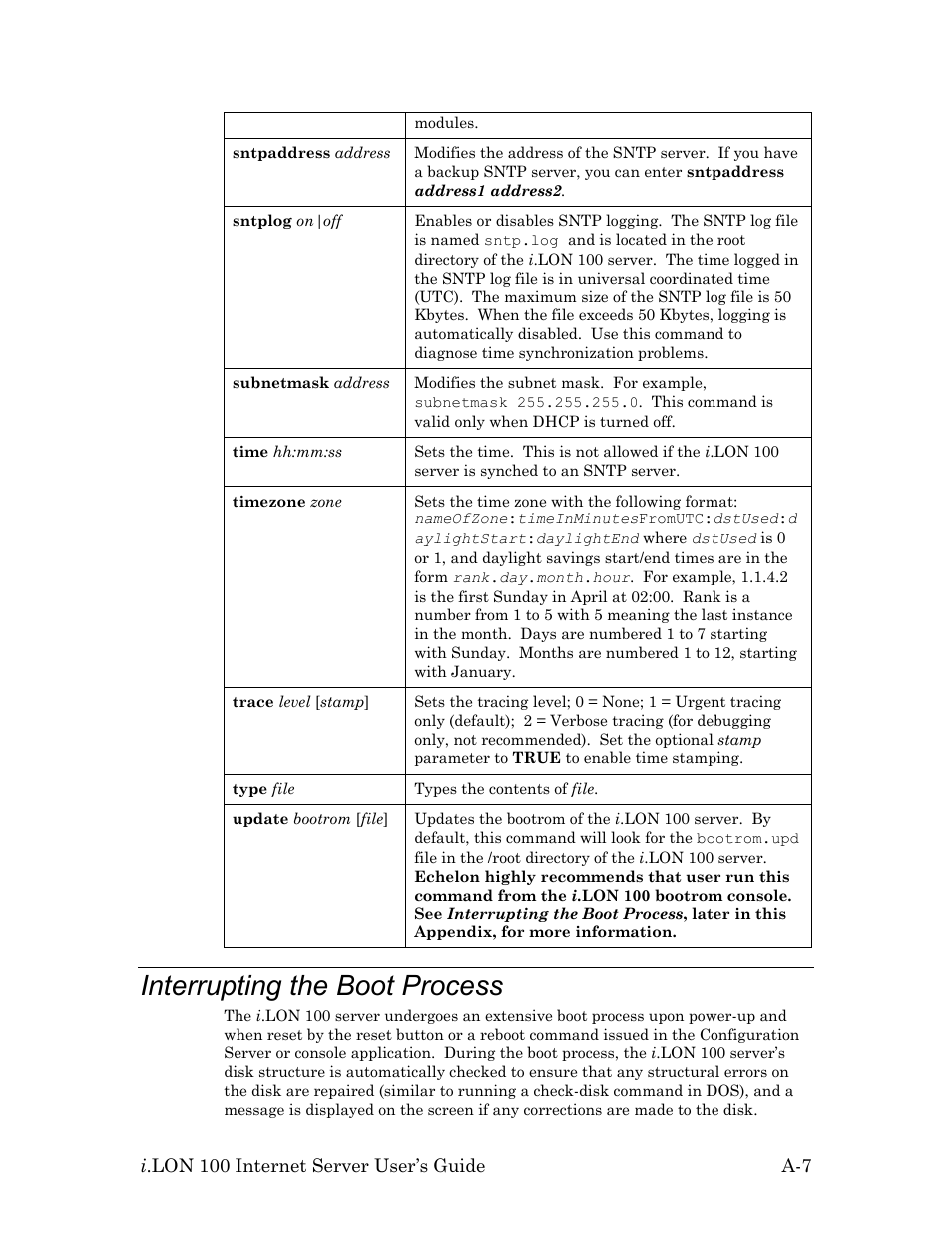 Interrupting the boot process | Echelon i.LON 100 e2 Internet Server User Manual | Page 91 / 96