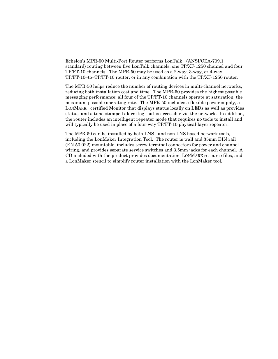Introduction | Echelon MPR-50 Multi-Port Router User Manual | Page 10 / 51