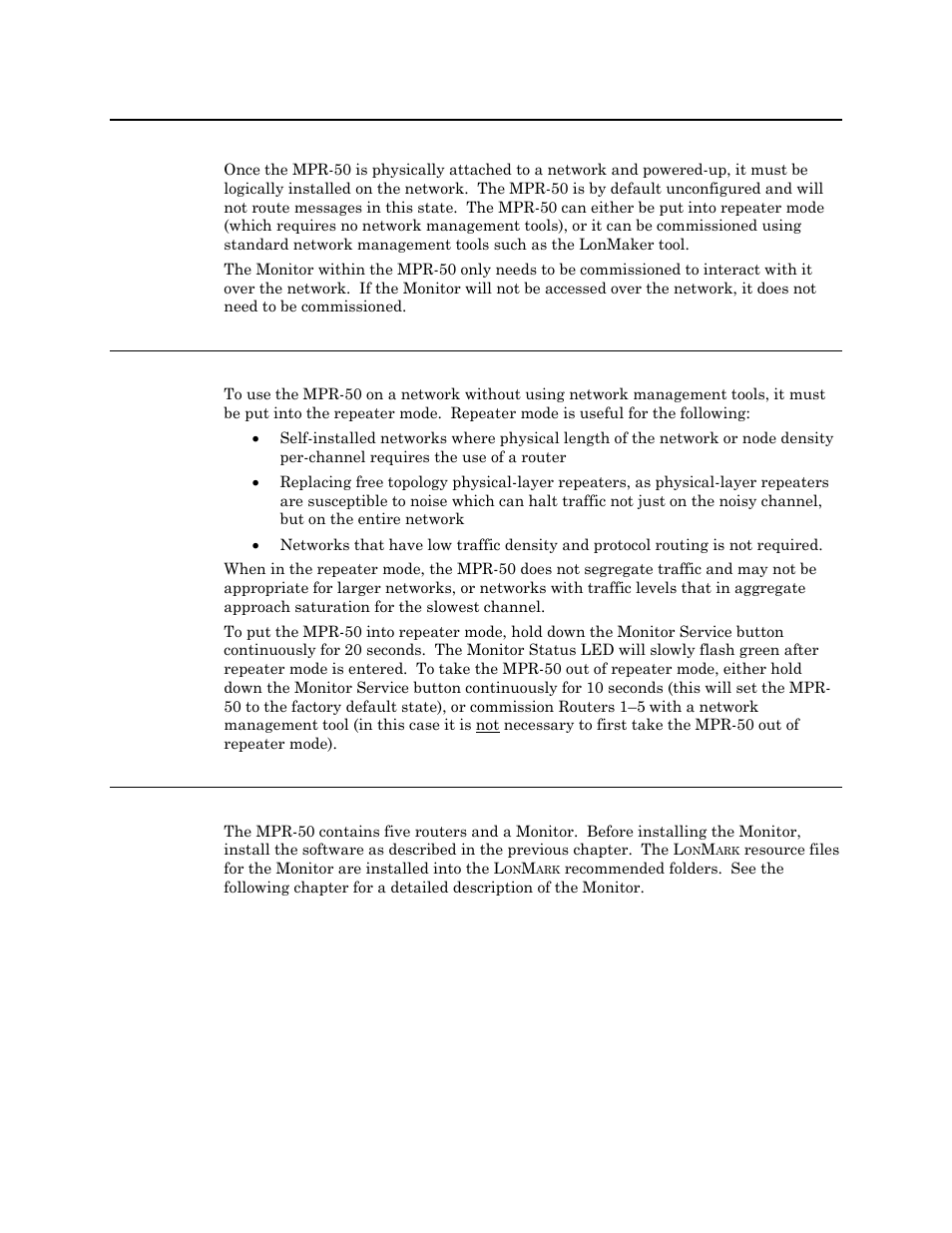 Installing the mpr-50 on a network, Repeater mode, Repeater | Mode, Tool | Echelon MPR-50 Multi-Port Router User Manual | Page 20 / 51