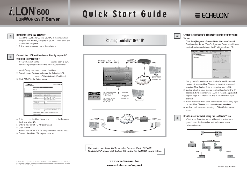 Echelon i.LON 600 LonWorks/IP Server User Manual | 2 pages