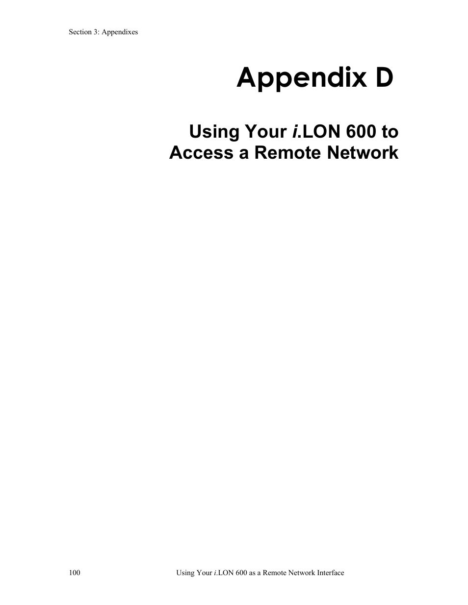 Appendix d, Using your i .lon 600 to access a remote network | Echelon i.LON 600 LonWorks/IP Server User Manual | Page 108 / 116