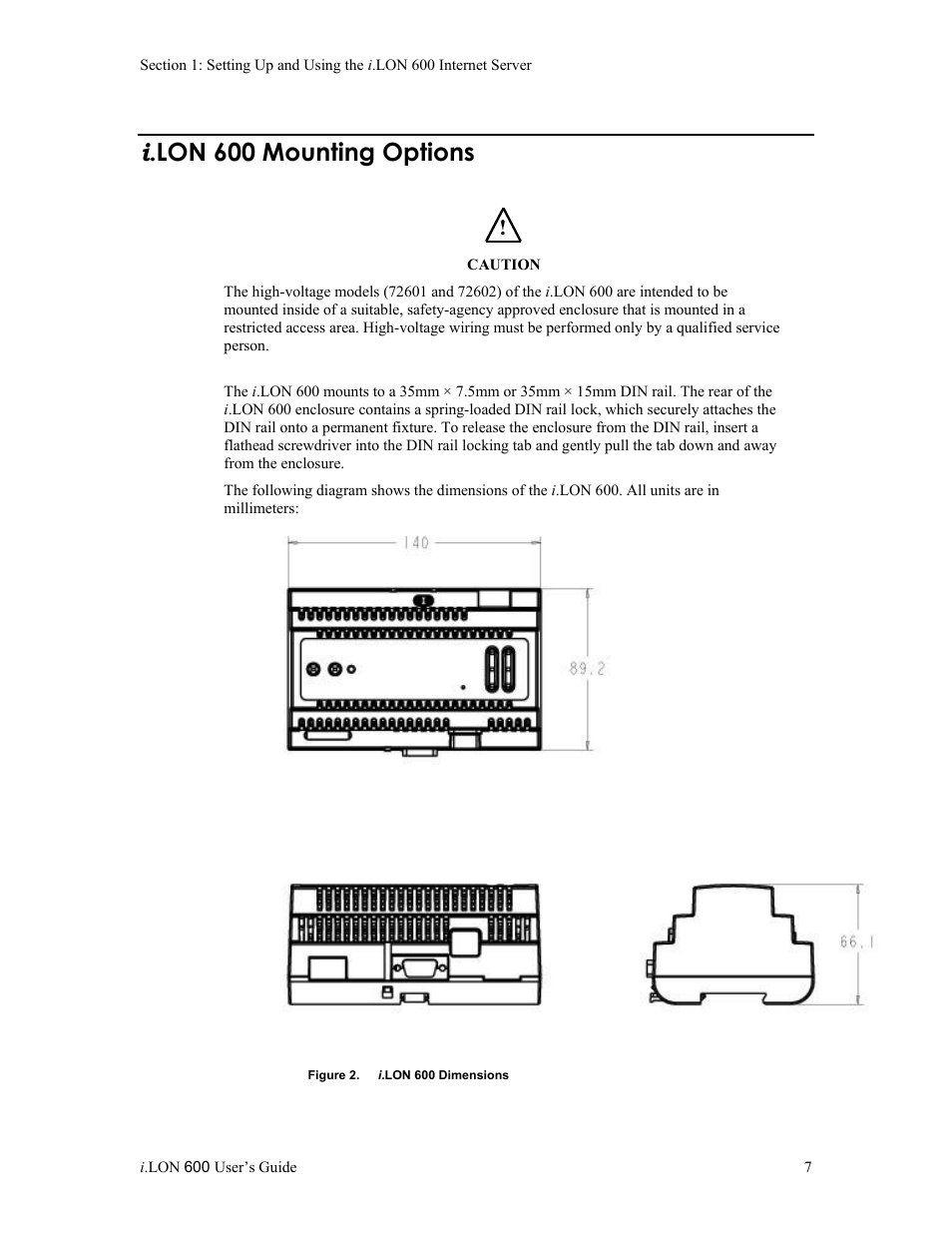 I.lon 600 mounting options, I .lon 600 mounting options | Echelon i.LON 600 LonWorks/IP Server User Manual | Page 15 / 116