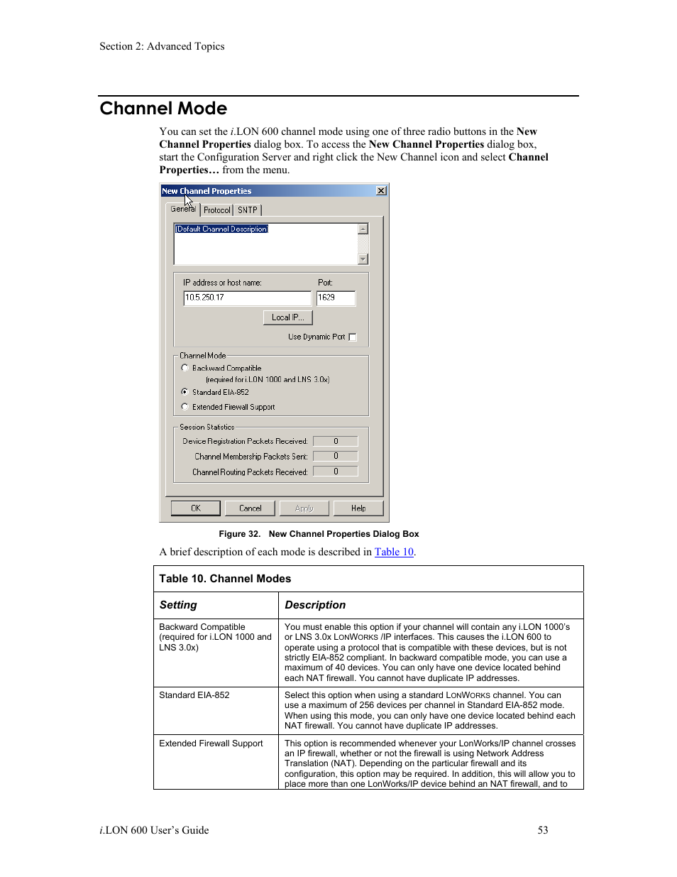 Channel mode | Echelon i.LON 600 LonWorks/IP Server User Manual | Page 61 / 116