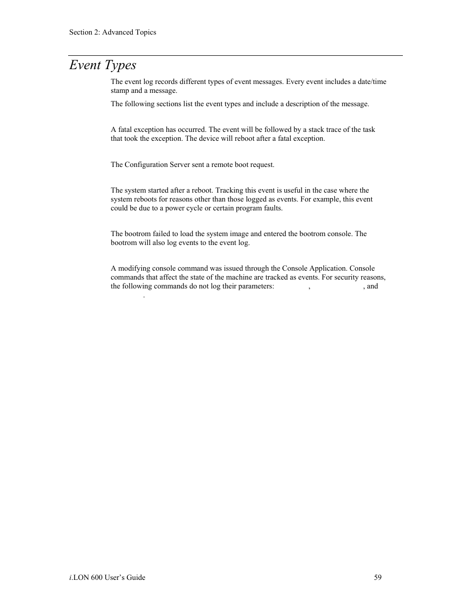 Event types | Echelon i.LON 600 LonWorks/IP Server User Manual | Page 67 / 116