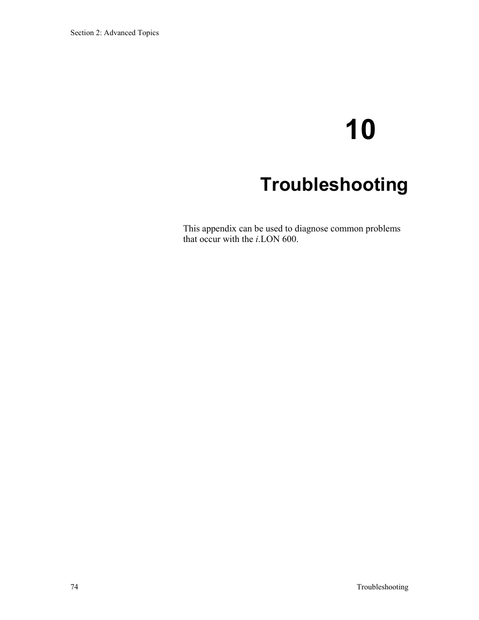 10 troubleshooting, Troubleshooting | Echelon i.LON 600 LonWorks/IP Server User Manual | Page 82 / 116