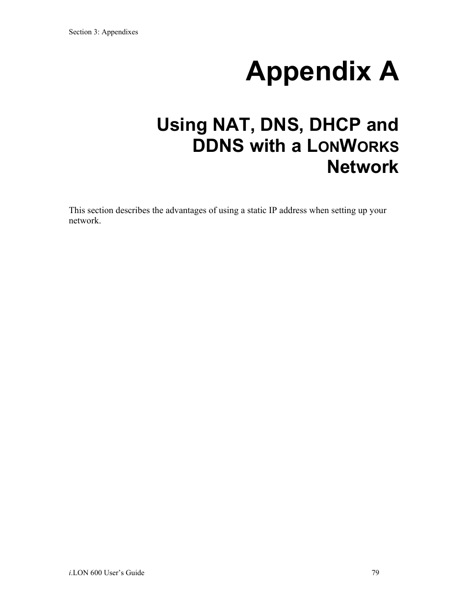 Appendix a using nat, dns, dhcp and ddns with a l, Orks, Network | Appendix a, Using nat, dns, dhcp and ddns with a l | Echelon i.LON 600 LonWorks/IP Server User Manual | Page 87 / 116