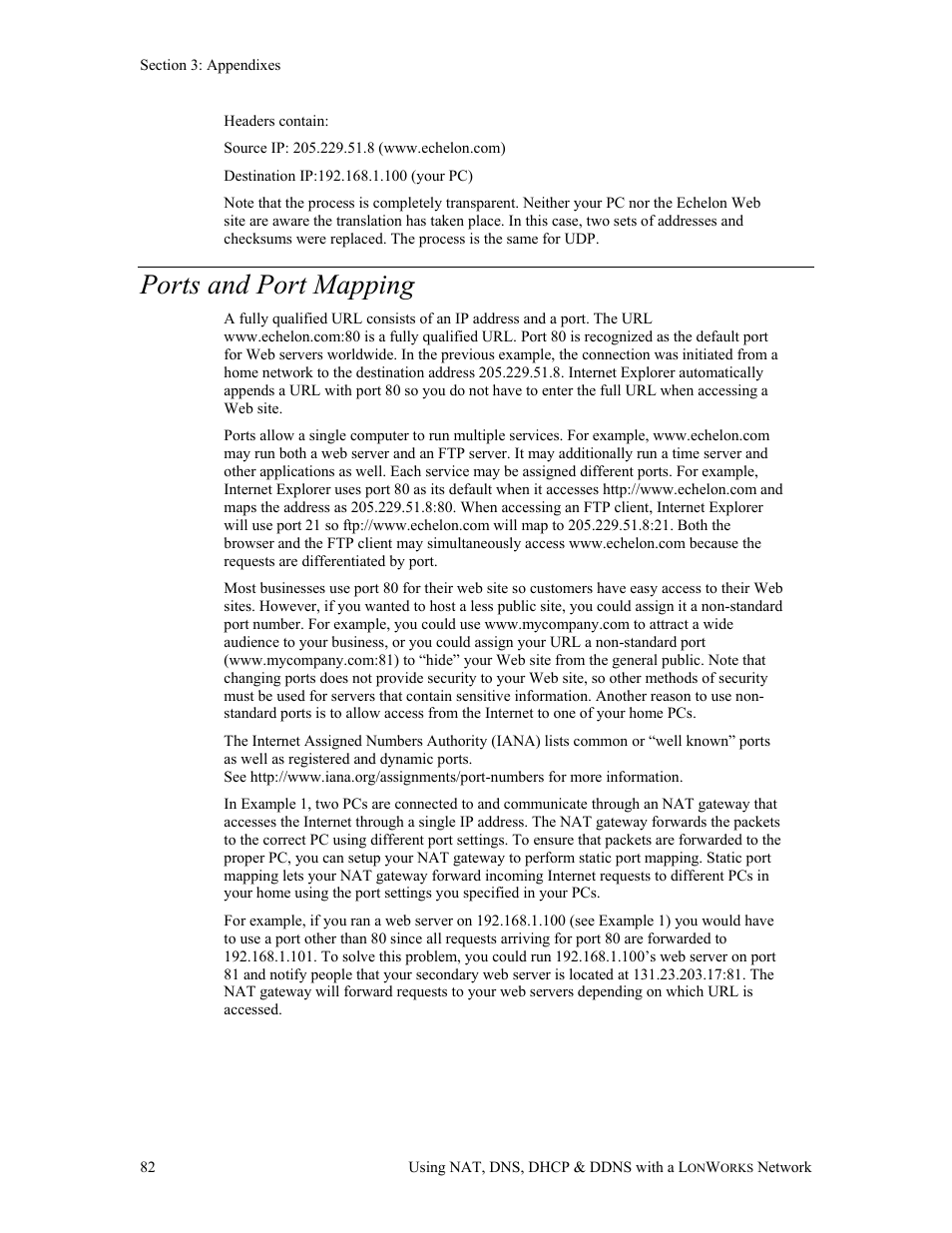 Ports and port mapping | Echelon i.LON 600 LonWorks/IP Server User Manual | Page 90 / 116
