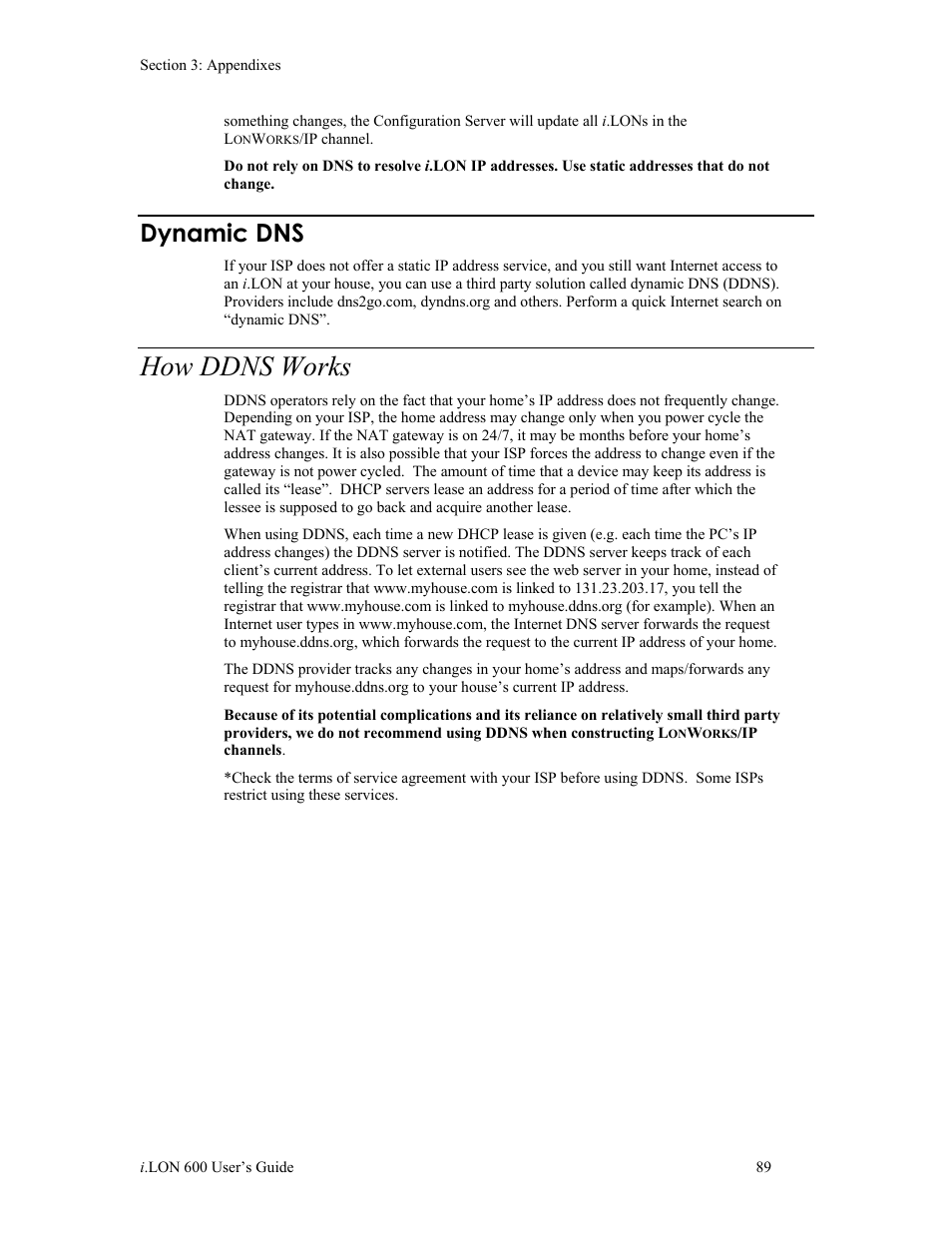 Dynamic dns, How ddns works | Echelon i.LON 600 LonWorks/IP Server User Manual | Page 97 / 116