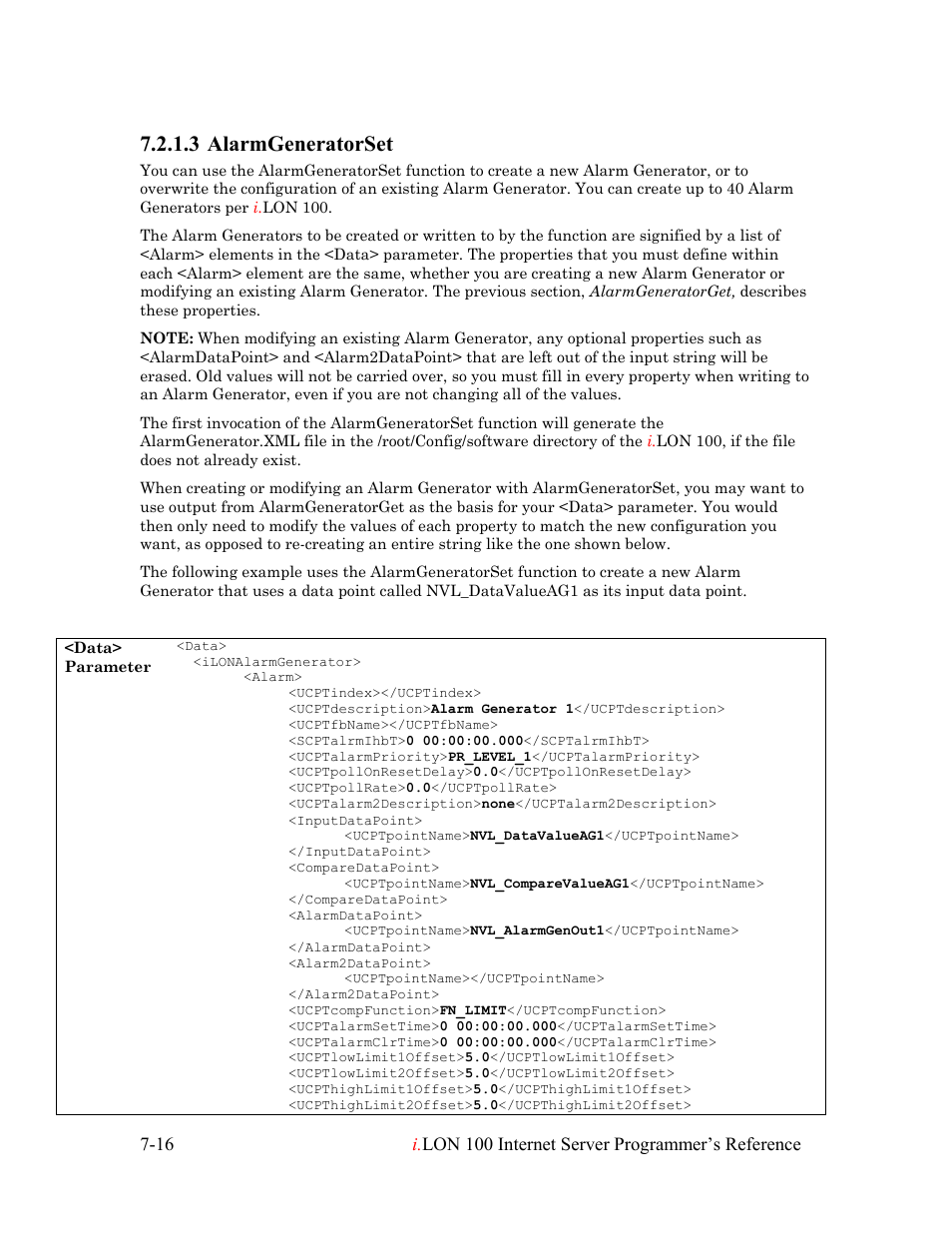 Alarmgeneratorset, Alarmgeneratorset -16, 3 alarmgeneratorset | Echelon i.LON 100 e2 Internet Server User Manual | Page 105 / 223