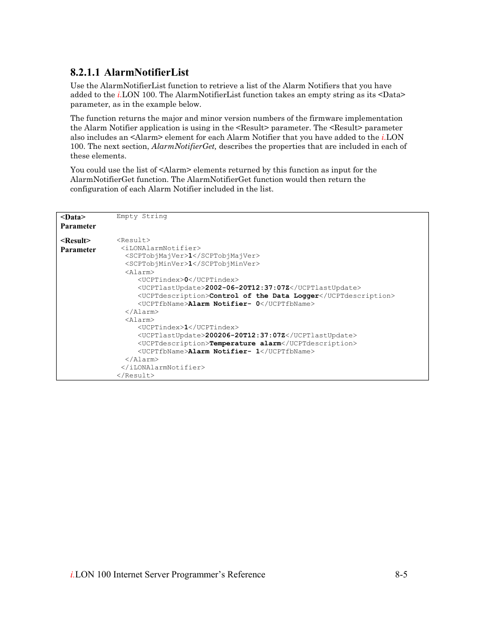 Alarmnotifierlist, Alarmnotifierlist -5, 1 alarmnotifierlist | Echelon i.LON 100 e2 Internet Server User Manual | Page 111 / 223