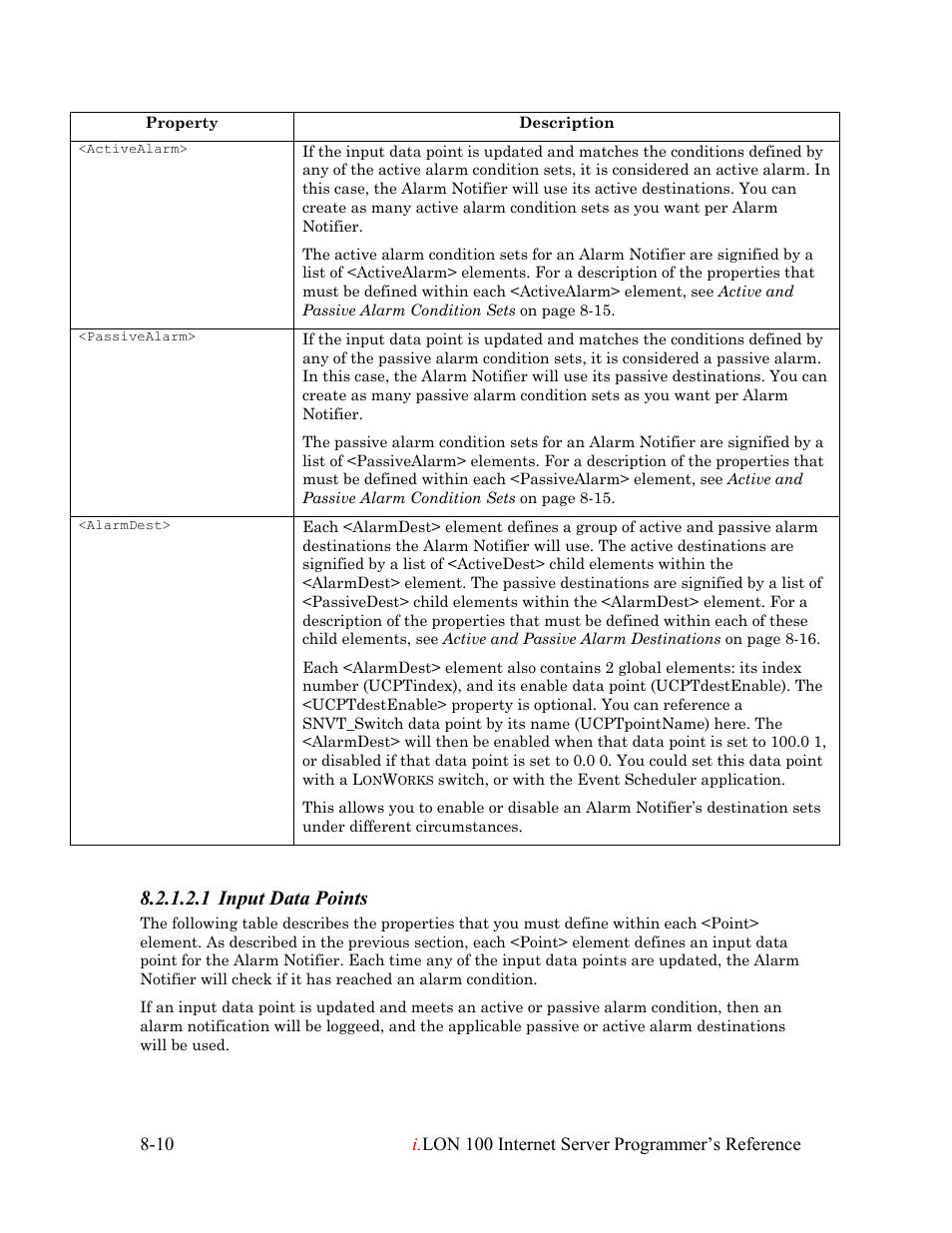 1 input data points | Echelon i.LON 100 e2 Internet Server User Manual | Page 116 / 223