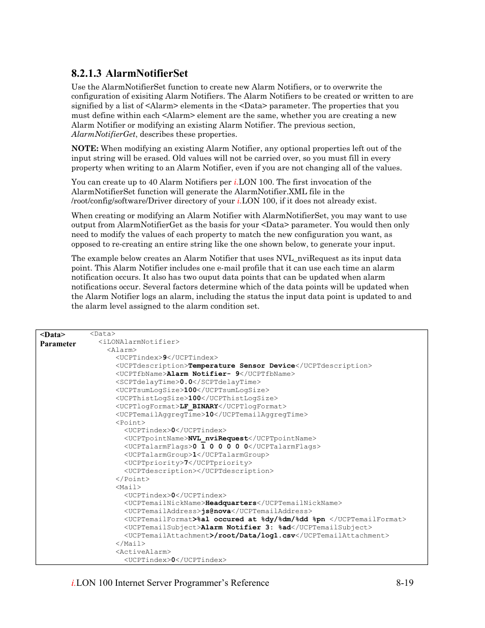 Alarmnotifierset, Alarmnotifierset -19, 3 alarmnotifierset | Echelon i.LON 100 e2 Internet Server User Manual | Page 125 / 223