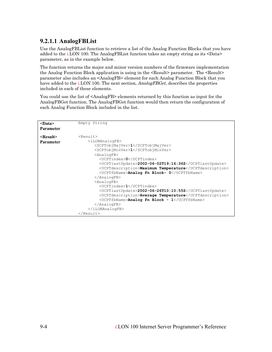 Analogfblist, Analogfblist -4, 1 analogfblist | Echelon i.LON 100 e2 Internet Server User Manual | Page 141 / 223