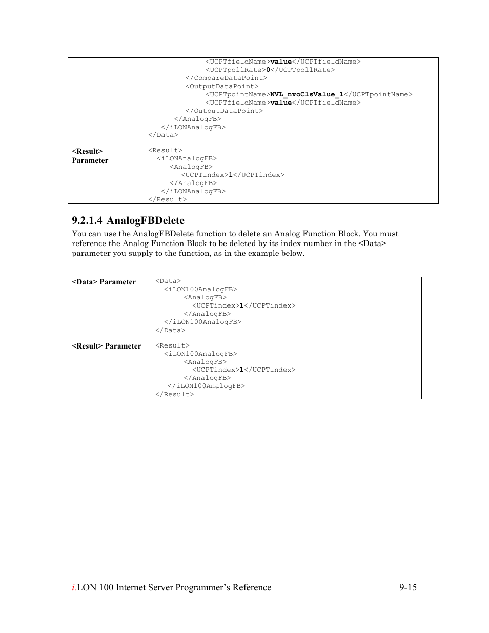 Analogfbdelete, Analogfbdelete -15, 4 analogfbdelete | Echelon i.LON 100 e2 Internet Server User Manual | Page 152 / 223