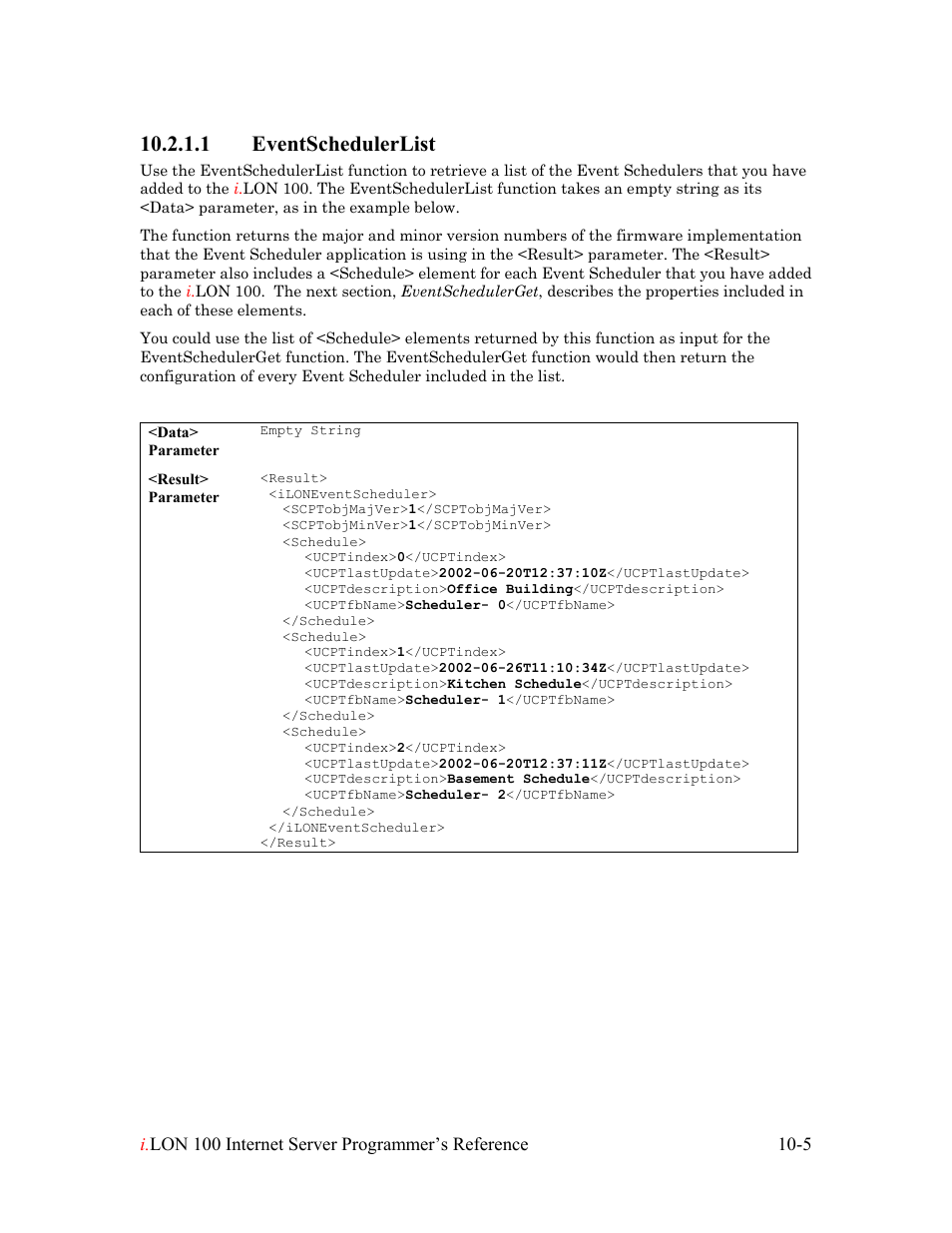 Eventschedulerlist, Eventschedulerlist -5, 1 eventschedulerlist | Echelon i.LON 100 e2 Internet Server User Manual | Page 157 / 223