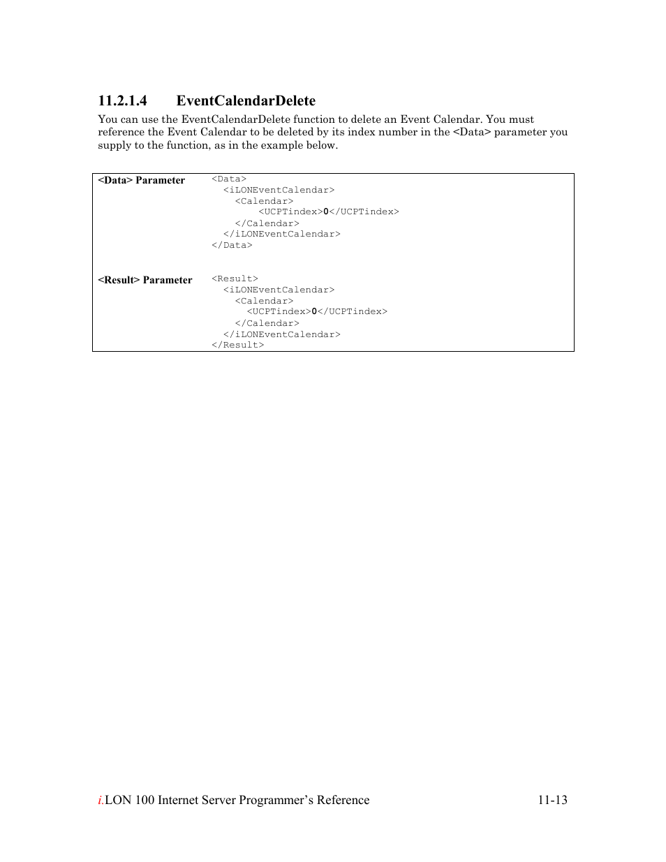 Eventcalendardelete, Eventcalendardelete -13, 4 eventcalendardelete | Echelon i.LON 100 e2 Internet Server User Manual | Page 180 / 223