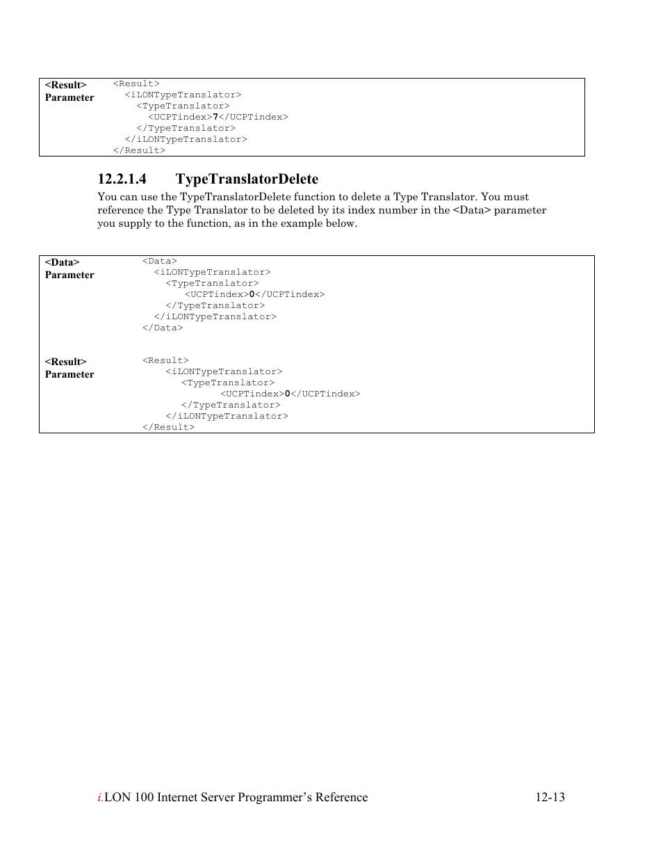 Typetranslatordelete, Typetranslatordelete -13, 4 typetranslatordelete | Echelon i.LON 100 e2 Internet Server User Manual | Page 193 / 223