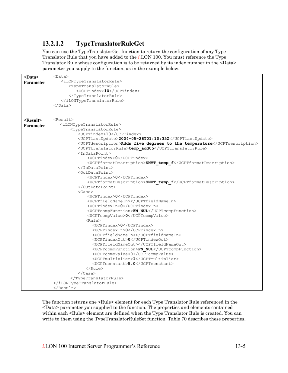 Typetranslatorruleget, Typetranslatorruleget -5, 2 typetranslatorruleget | Echelon i.LON 100 e2 Internet Server User Manual | Page 198 / 223