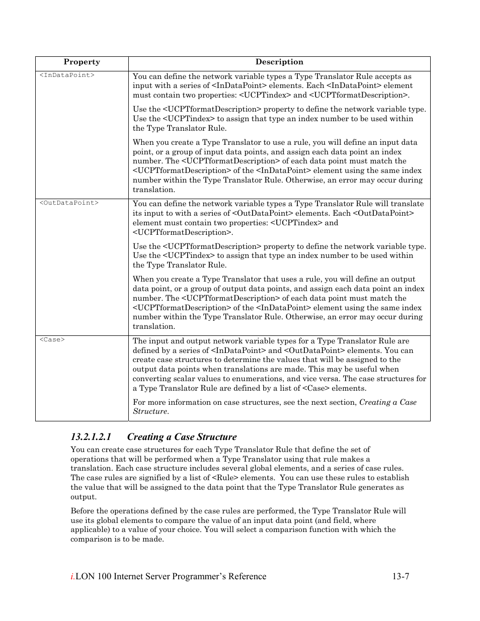 1 creating a case structure | Echelon i.LON 100 e2 Internet Server User Manual | Page 200 / 223