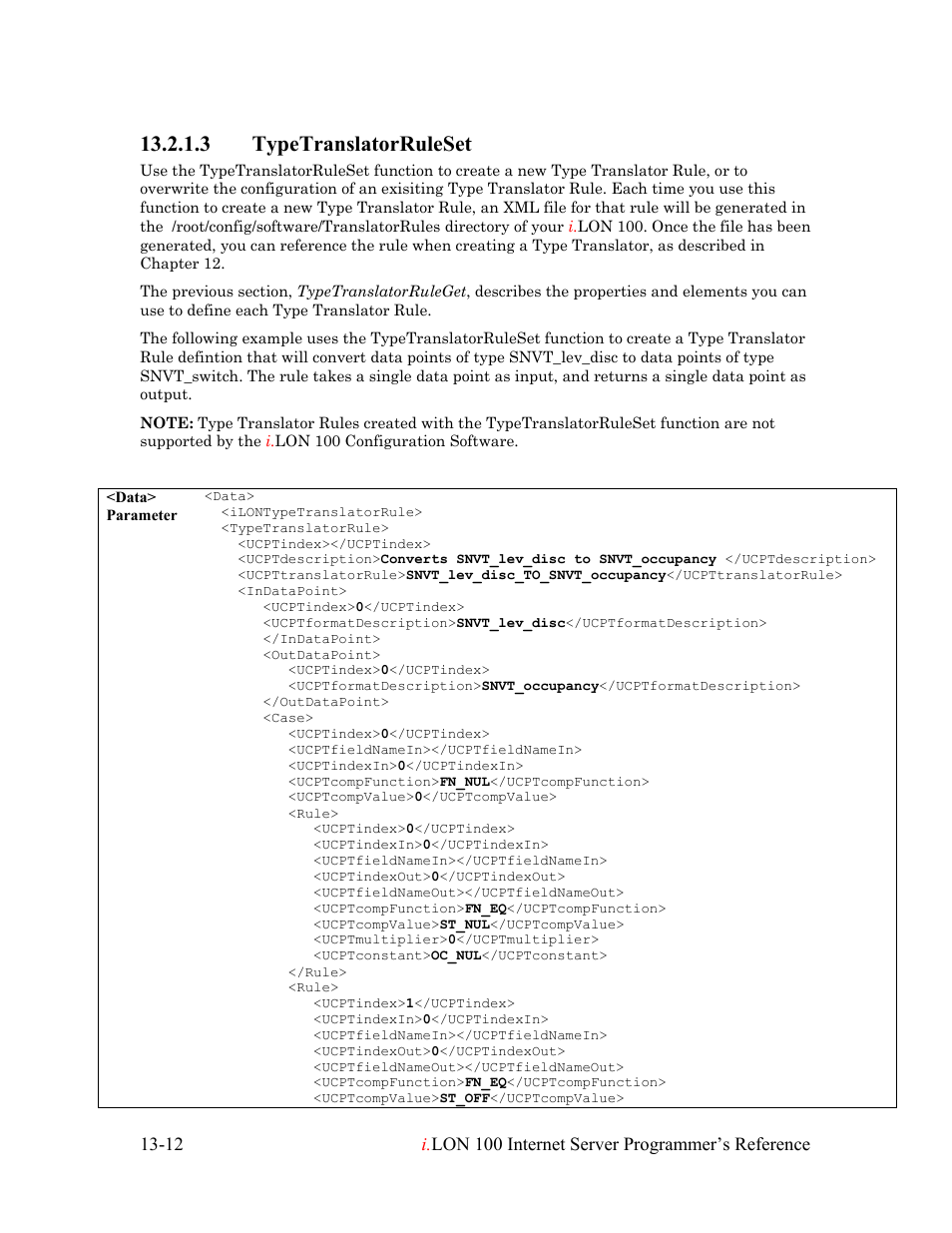Typetranslatorruleset, Typetranslatorruleset -12, 3 typetranslatorruleset | Echelon i.LON 100 e2 Internet Server User Manual | Page 205 / 223