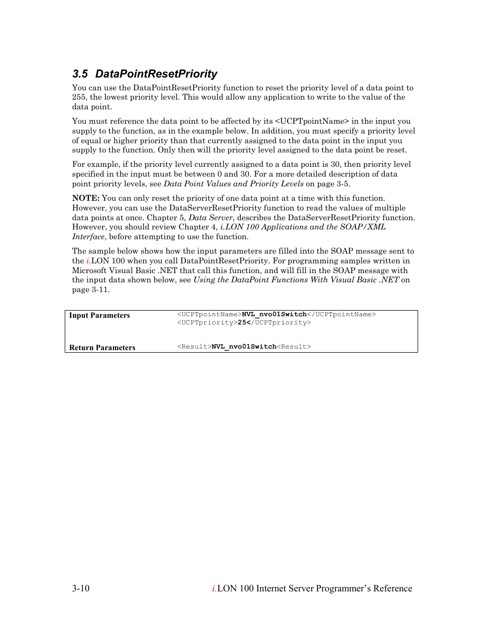 Datapointresetpriority, Datapointresetpriority -10, 5 datapointresetpriority | Echelon i.LON 100 e2 Internet Server User Manual | Page 27 / 223