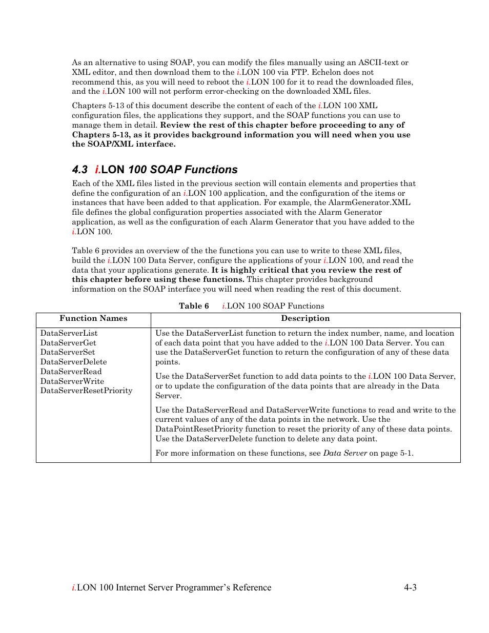 I.lon 100 soap functions, I.lon 100 soap functions -3, 3 i. lon 100 soap functions | Echelon i.LON 100 e2 Internet Server User Manual | Page 33 / 223