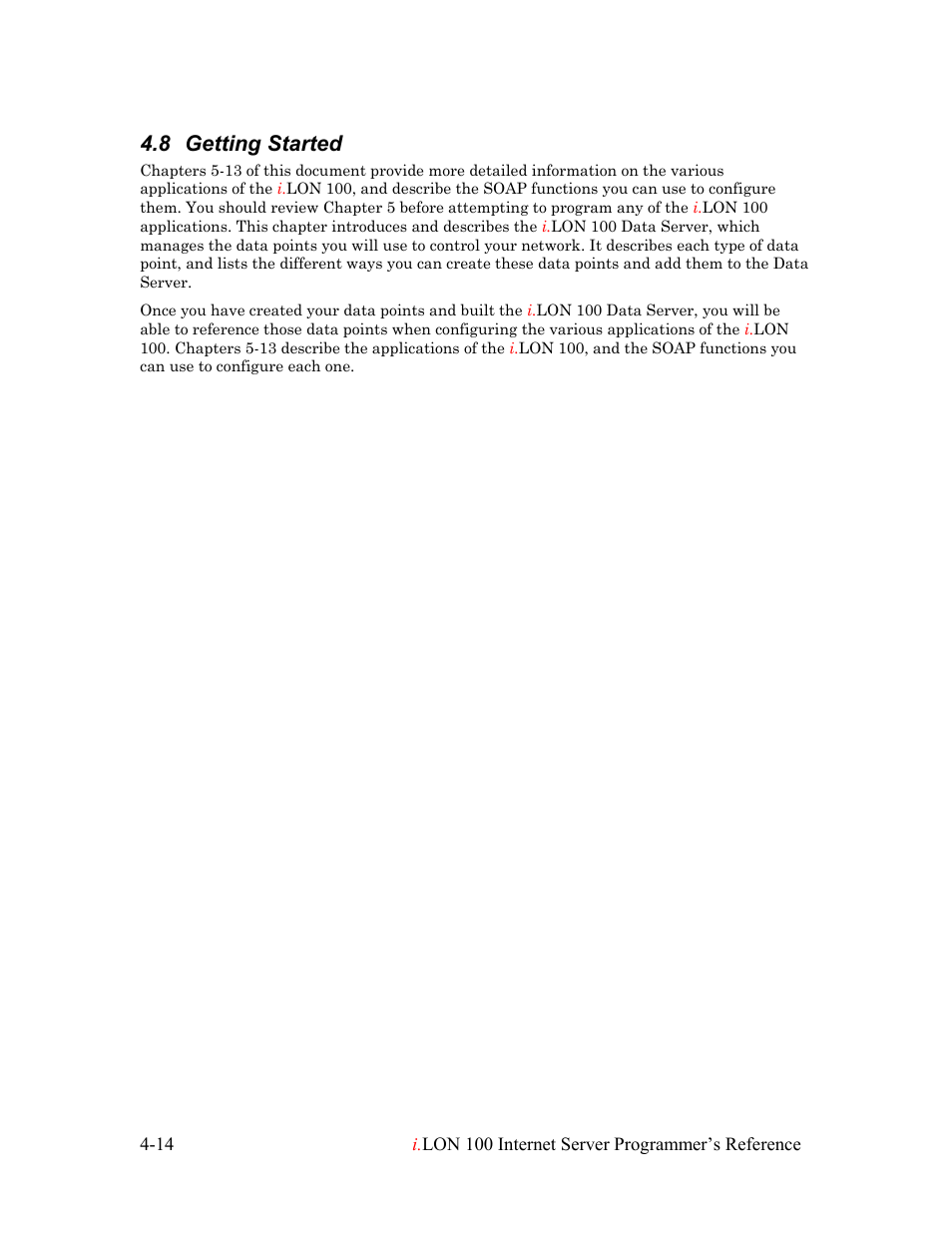 Getting started, Getting started -14, 8 getting started | Echelon i.LON 100 e2 Internet Server User Manual | Page 44 / 223