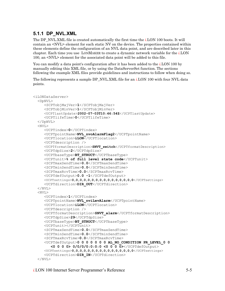 Dp_nvl.xml, Dp_nvl.xml -5, 1 dp_nvl.xml | Echelon i.LON 100 e2 Internet Server User Manual | Page 49 / 223