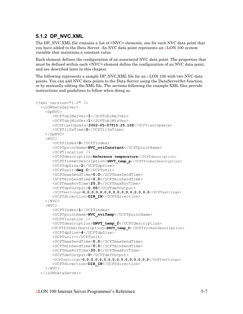 Dp_nvc.xml, Dp_nvc.xml -7, 2 dp_nvc.xml | Echelon i.LON 100 e2 Internet Server User Manual | Page 51 / 223