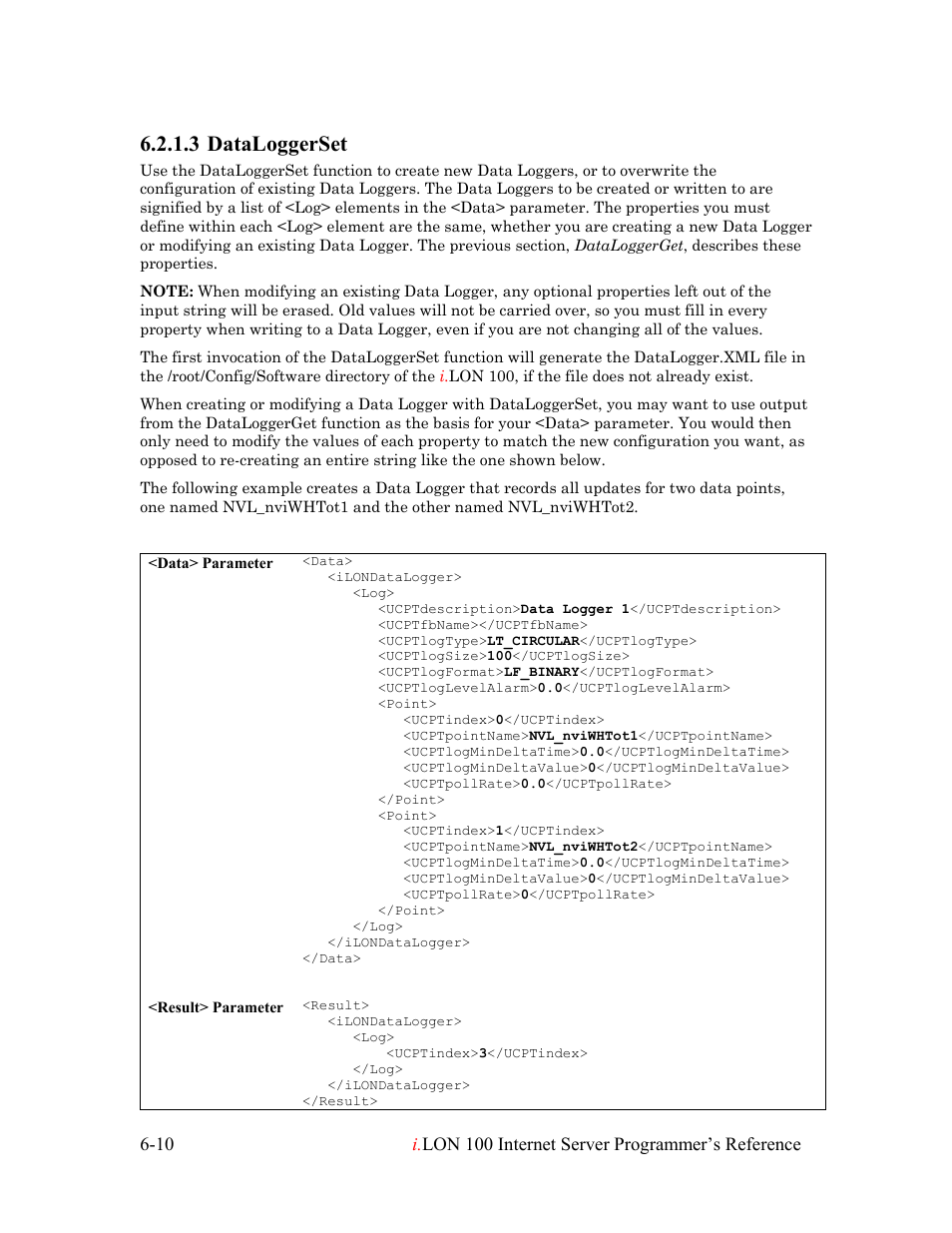 Dataloggerset, Dataloggerset -10, 3 dataloggerset | Echelon i.LON 100 e2 Internet Server User Manual | Page 82 / 223