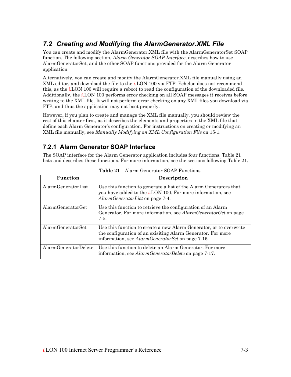 Creating and modifying the alarmgenerator.xml file, Alarm generator soap interface, Alarm generator soap interface -3 | 1 alarm generator soap interface | Echelon i.LON 100 e2 Internet Server User Manual | Page 92 / 223