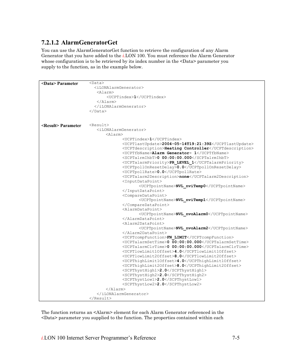 Alarmgeneratorget, Alarmgeneratorget -5, Alarmgeneratorget on | 2 alarmgeneratorget | Echelon i.LON 100 e2 Internet Server User Manual | Page 94 / 223