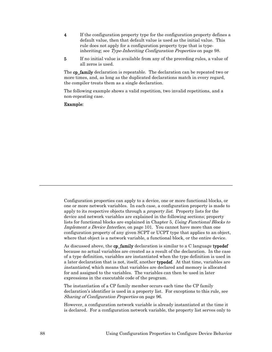Instantiation of configuration properties, Instantiation of, Configuration properties | Ge 88 for deta | Echelon Neuron C User Manual | Page 100 / 268