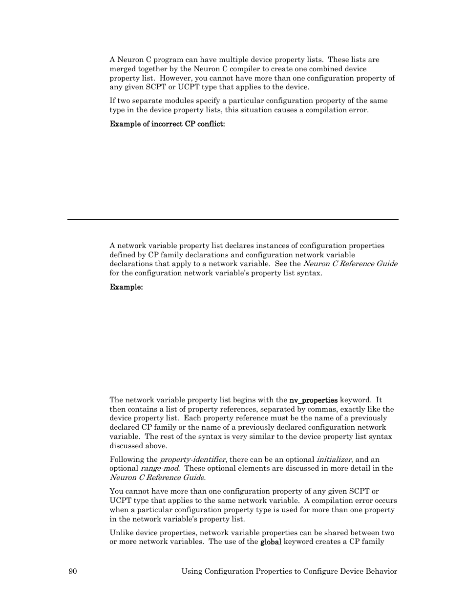 Network variable property lists | Echelon Neuron C User Manual | Page 102 / 268