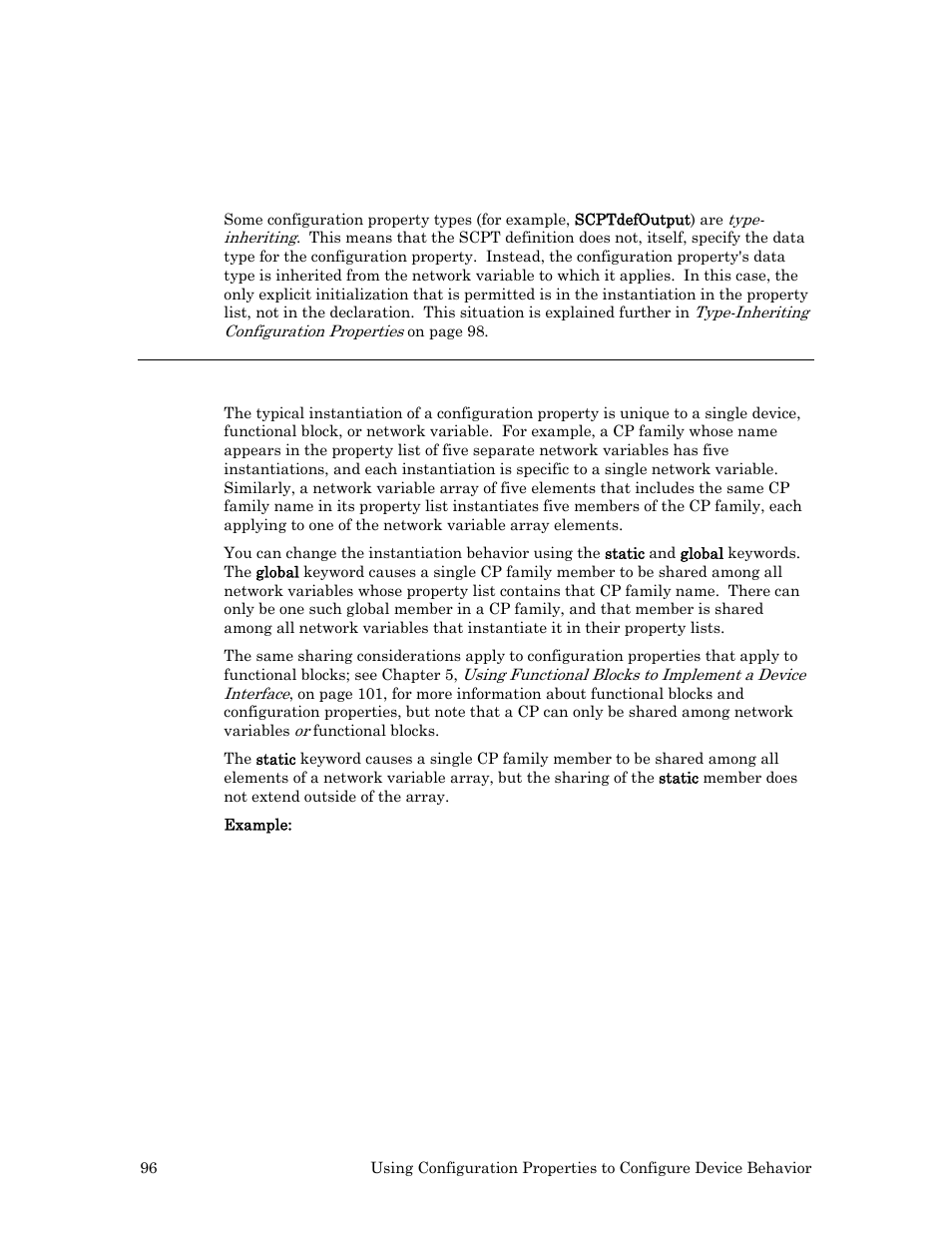 Sharing of configuration properties, Sharing of configuration, Properties | Echelon Neuron C User Manual | Page 108 / 268