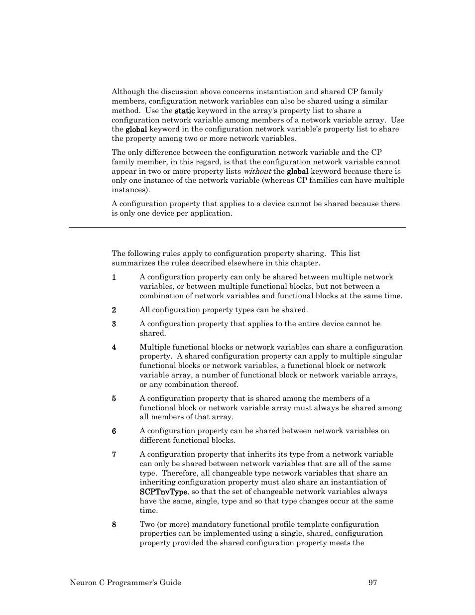Configuration property sharing rules | Echelon Neuron C User Manual | Page 109 / 268