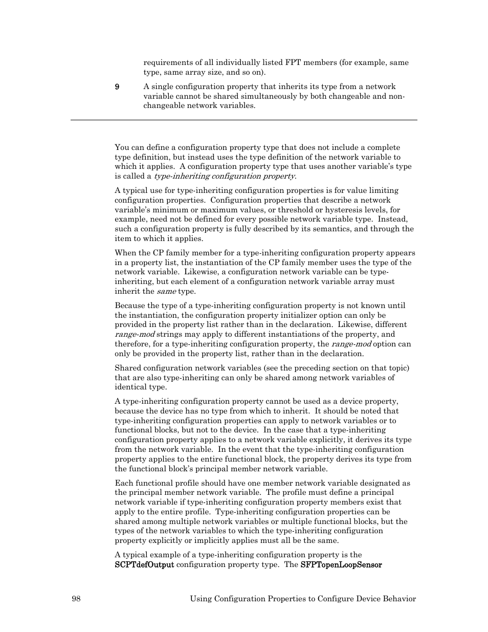 Type-inheriting configuration properties, Type-inheriting, Configuration properties | Ge 98 | Echelon Neuron C User Manual | Page 110 / 268