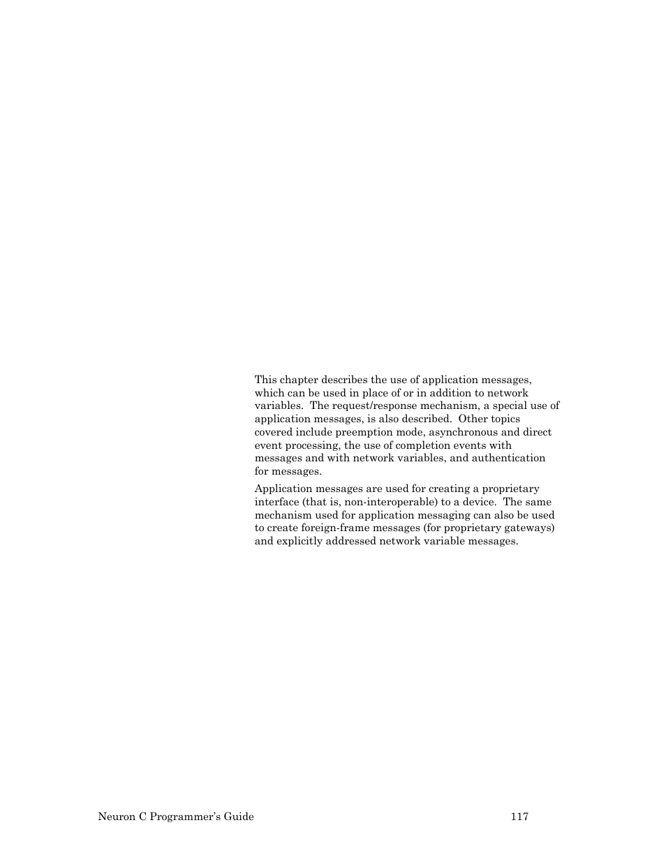 How devices communicate using application messages, How devices communicate using, Application messages | How devices communicate using application, Messages, Alth, Chapter 6, How devices, Communicate using application messages, 117, wh | Echelon Neuron C User Manual | Page 129 / 268