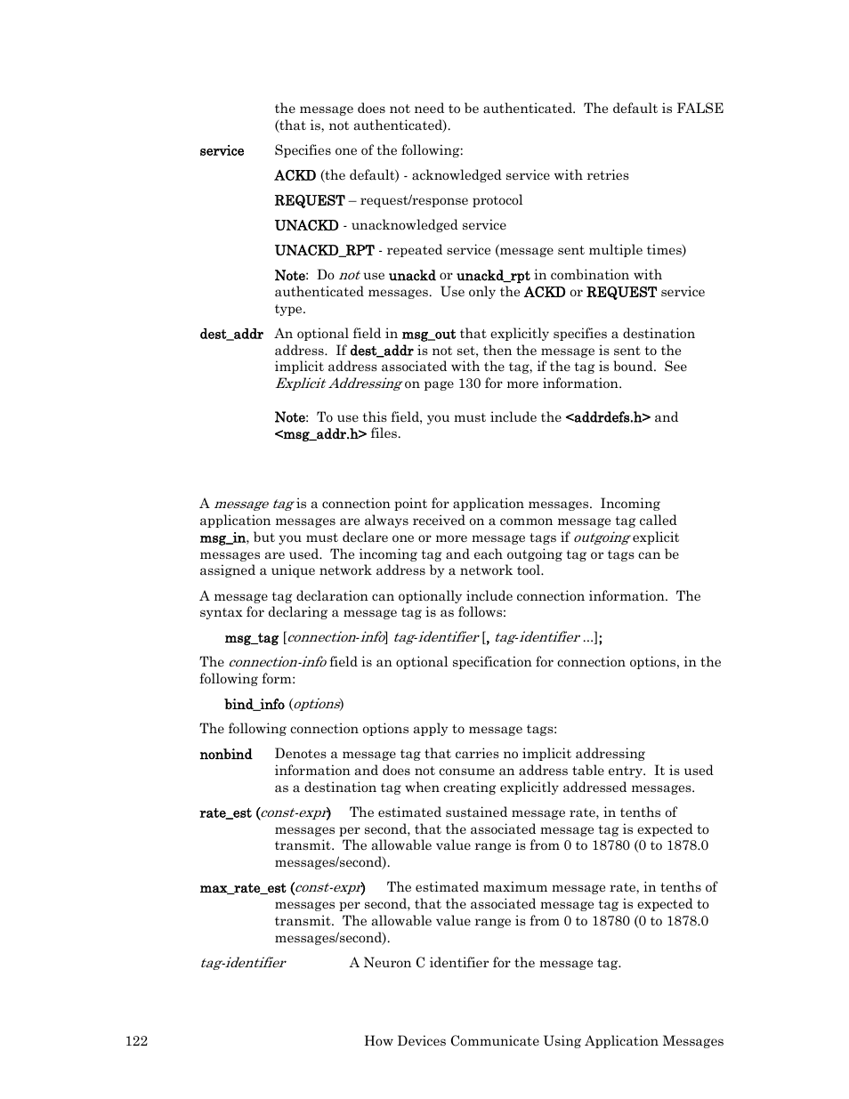 Message tags | Echelon Neuron C User Manual | Page 134 / 268