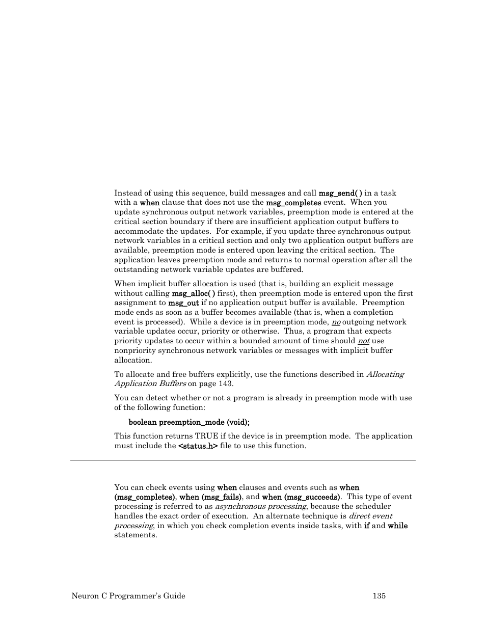 Asynchronous and direct event processing | Echelon Neuron C User Manual | Page 147 / 268