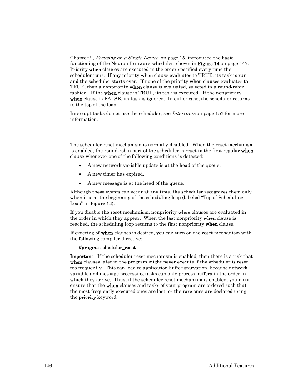 The scheduler, Scheduler reset mechanism | Echelon Neuron C User Manual | Page 158 / 268