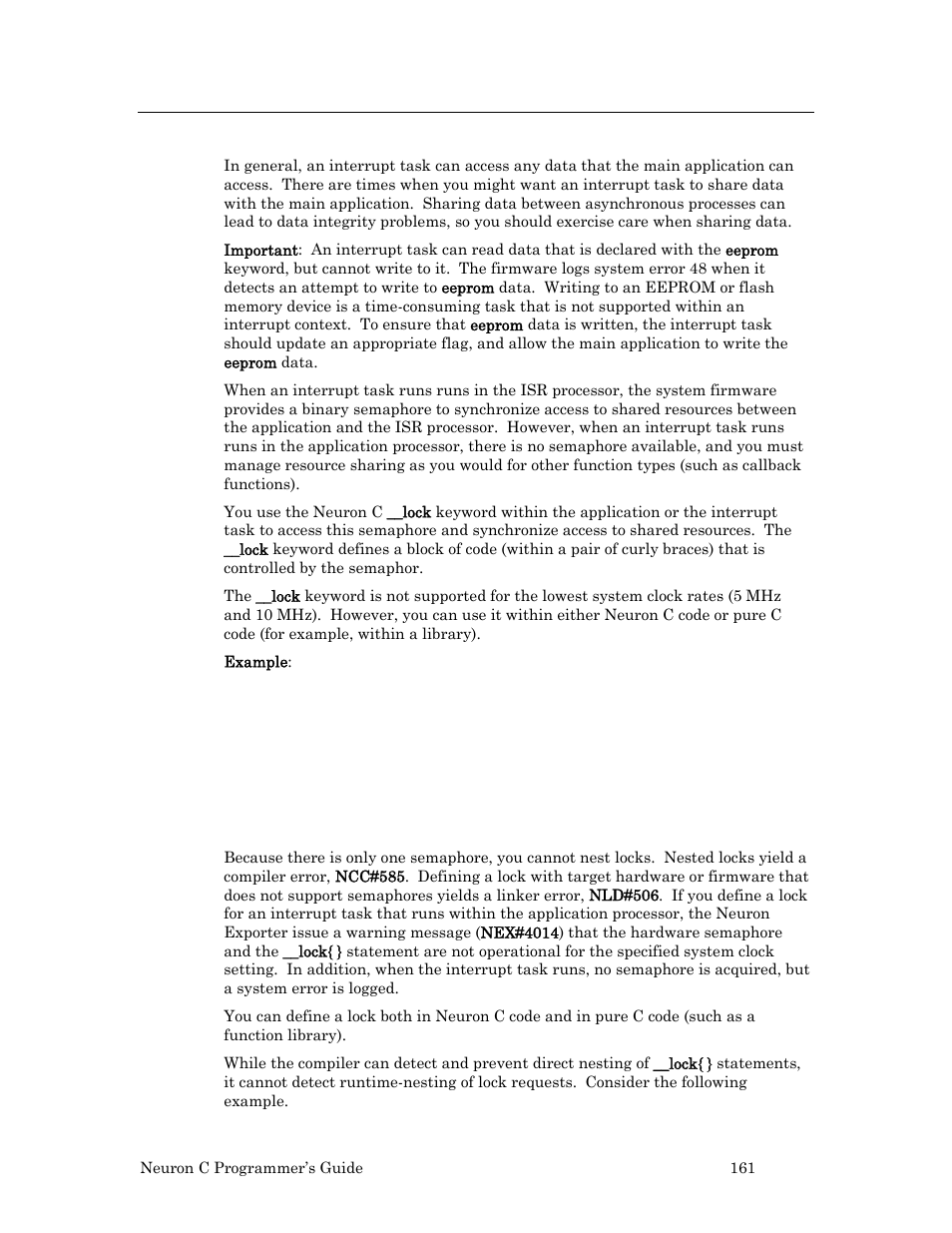 Sharing data with an interrupt task, Sharing data with an interrupt, Task | 161 for more information | Echelon Neuron C User Manual | Page 173 / 268