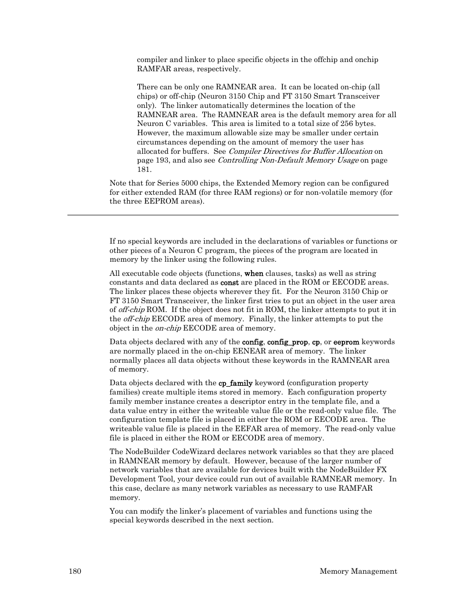 Default memory usage | Echelon Neuron C User Manual | Page 192 / 268