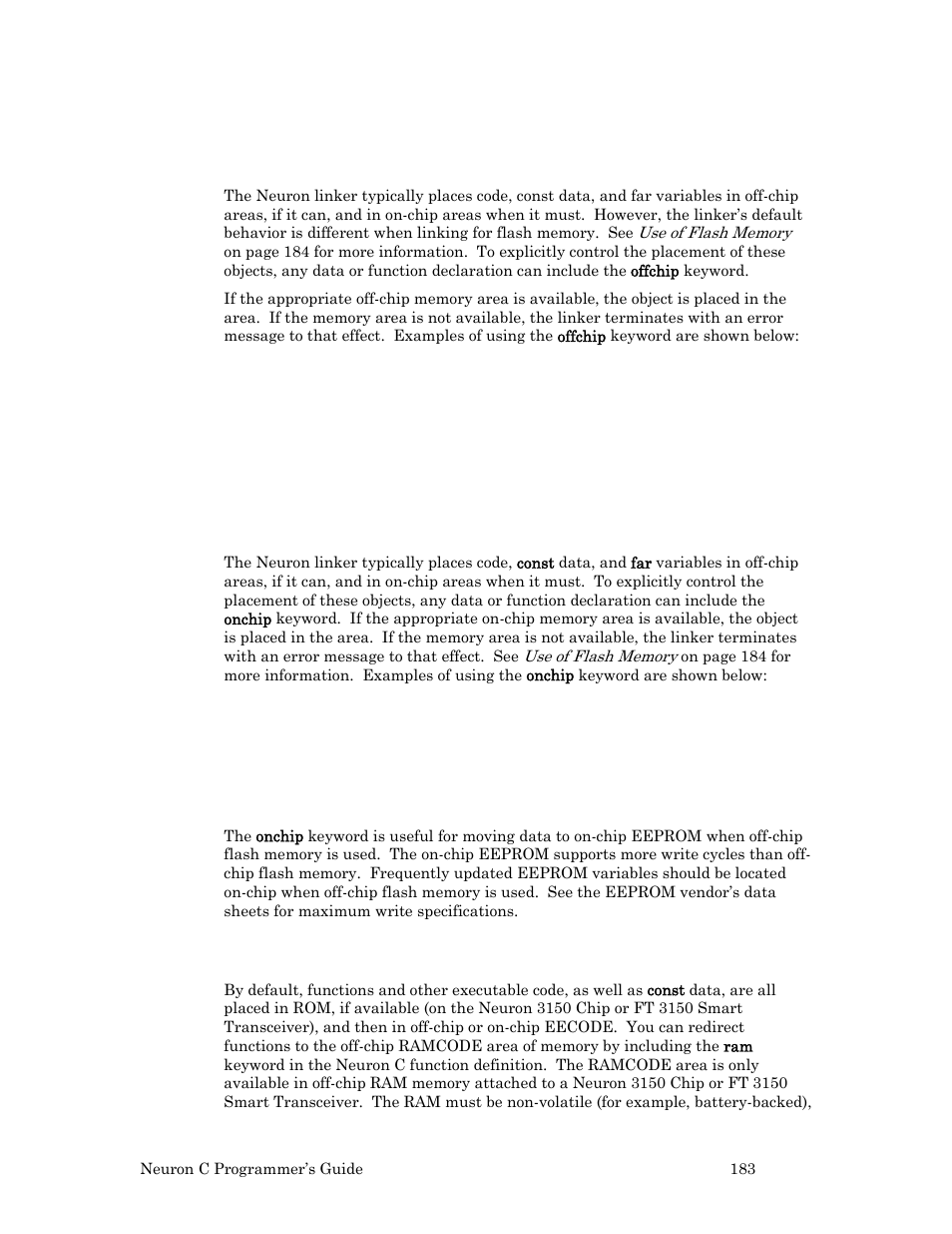 Ram keyword (for functions) | Echelon Neuron C User Manual | Page 195 / 268