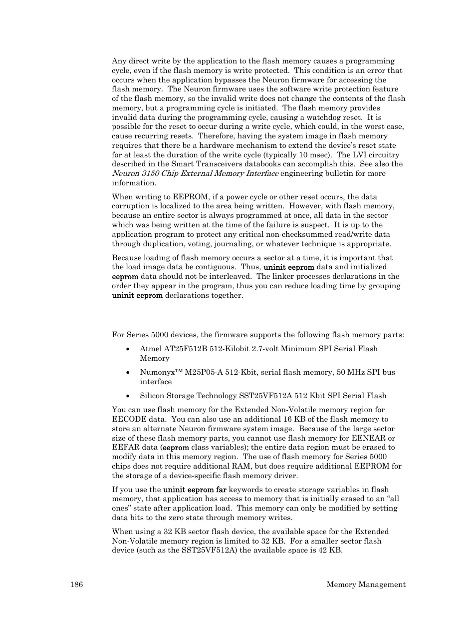 Use of flash memory for series 5000 chips | Echelon Neuron C User Manual | Page 198 / 268