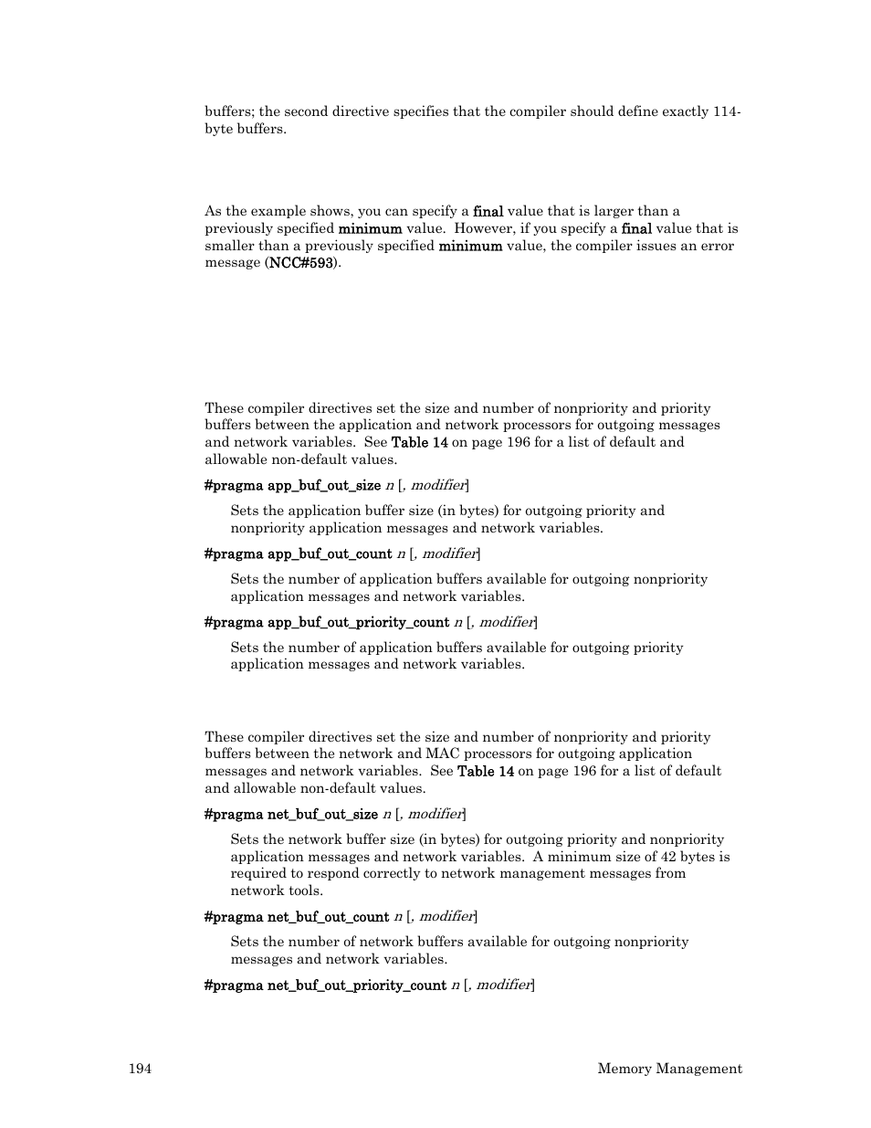 Outgoing application buffers, Outgoing network buffers | Echelon Neuron C User Manual | Page 206 / 268